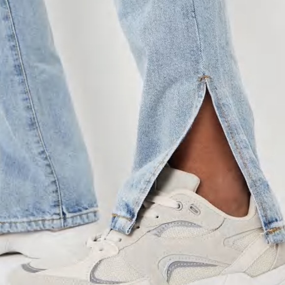 missguided light blue wrath split hem jeans